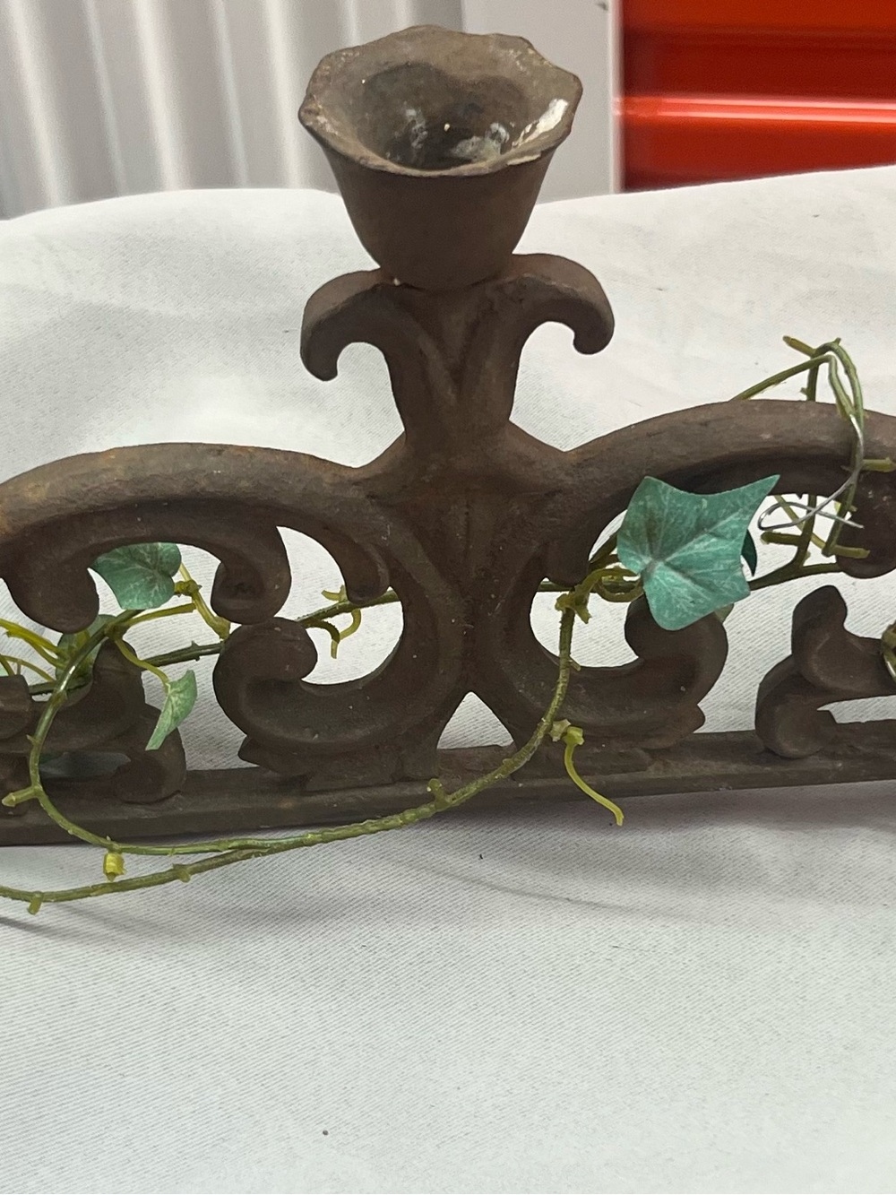 Large Heavy Vintage Cast Iron Candelabra 5 Candle Candleholder 23” L